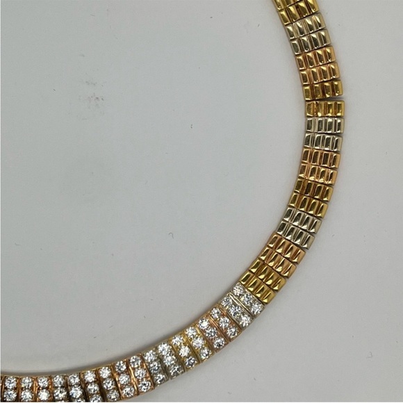 Vintage Van Cleef Tri Color Choker with Diamonds Made in France - Picture 4 of 10